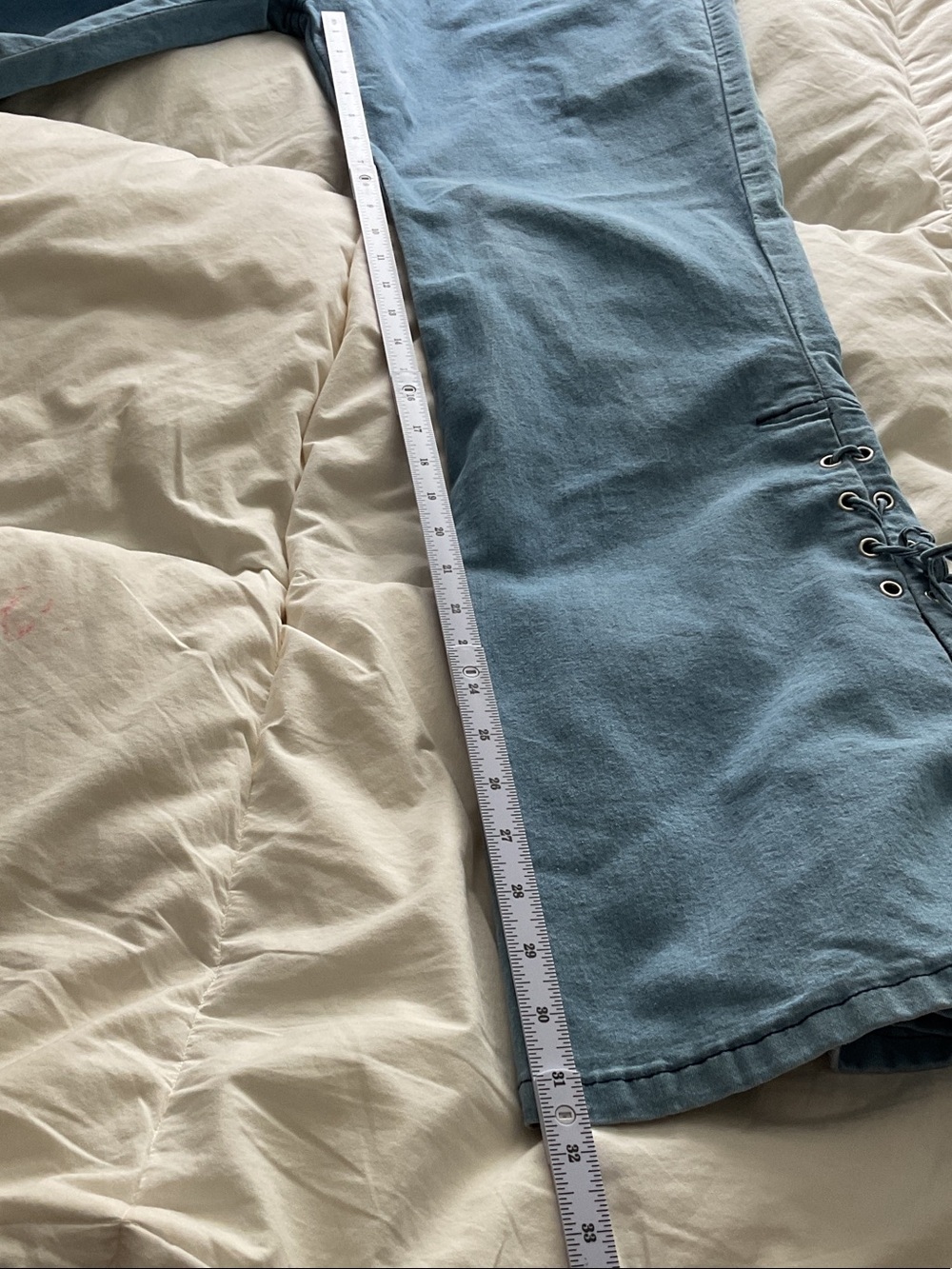 Plus 2XL Women's Light Blue Lace-Up Flare Jeans - Picture 12 of 13